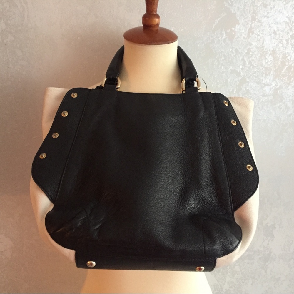 FURLA  transformer black white leather bag